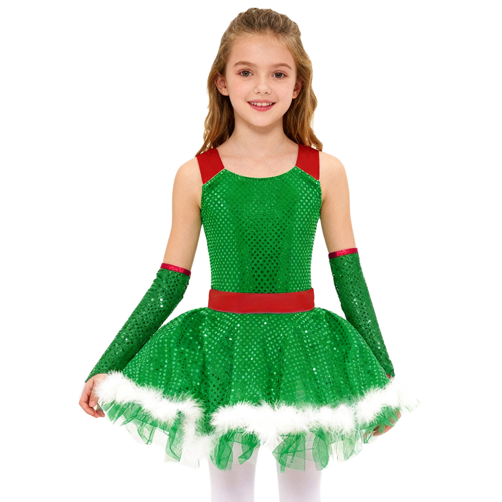 Elf Costume Christmas - 여아 크리스마스 댄스 튜튜 드레스 산타