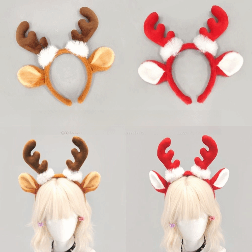 Reindeer Antlers Headband - 리얼한 뿔 모양 머리띠 귀여운 부드러운