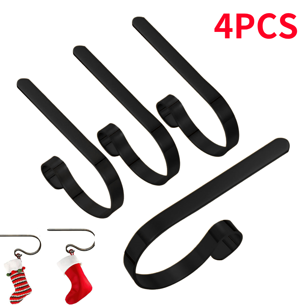 Christmas Stocking Hanging - 4개입 철제 블랙 크리스마스 양말 걸이