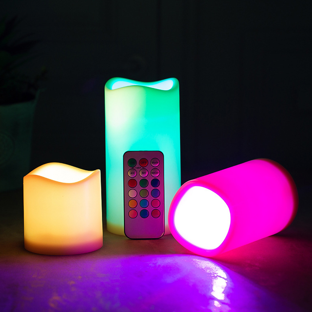 Holiday Candle Set - 3개/세트 LED 무불꽃 깜박이는 양초, LED