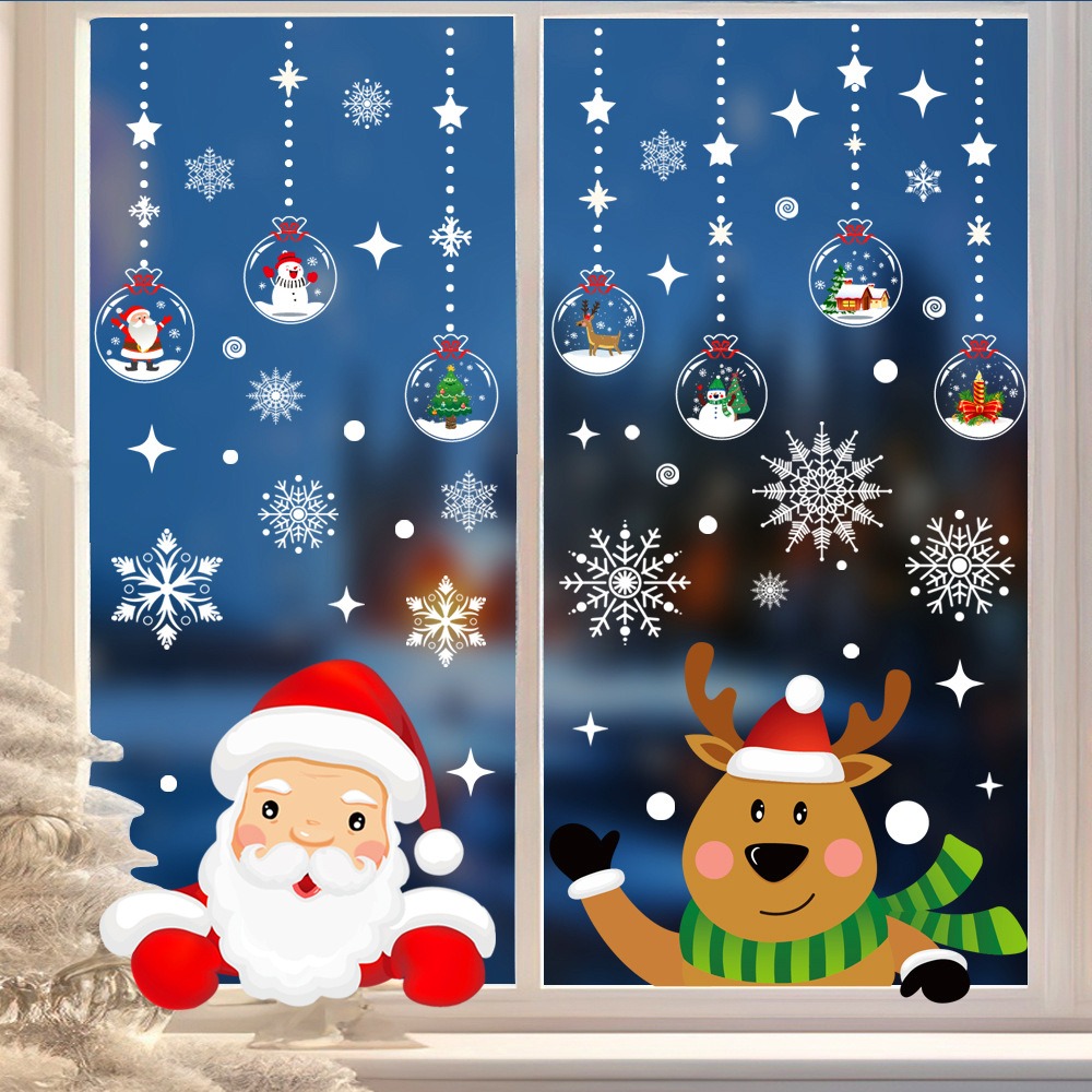 만화 크리스마스 산타클로스 창문 스티커 엘크 눈송이 유 - Snowflake Window Decal 리뷰 및 가격