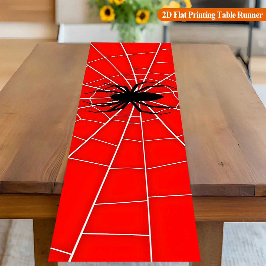 1pc 거미줄 무늬 레드 스파이더 테이블 러너, 휴일  - Christmas Table Runner 리뷰 및 가격