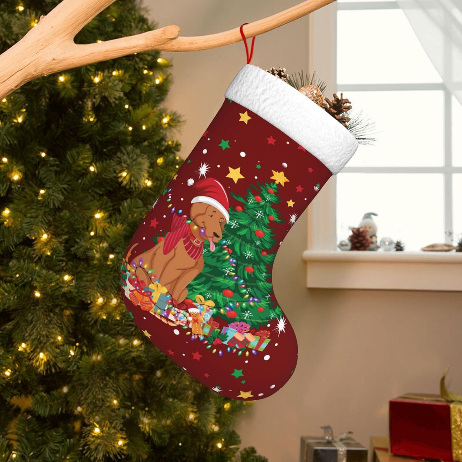 크리스마스 강아지 조명 디자인 17.7인치 벽난로 장식 - Christmas Stocking Hanging 리뷰 및 가격