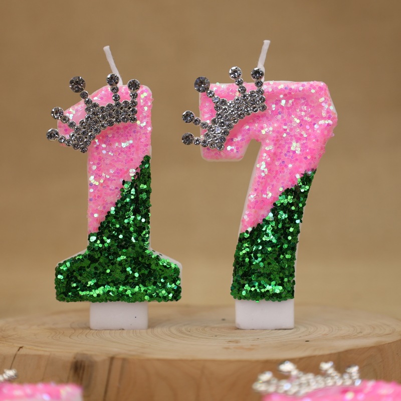 반짝이는 연두색 공주 왕관 생일 숫자 캔들 - 결혼 기 - Holiday Candle Set 리뷰 및 가격