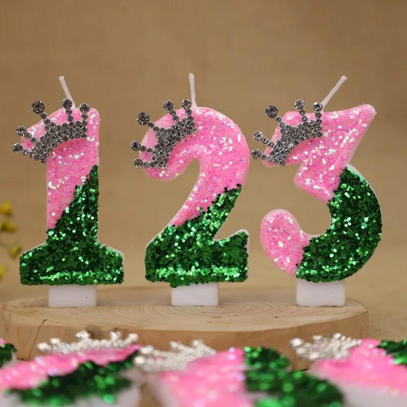 반짝이는 연두색 공주 왕관 생일 숫자 캔들 - 결혼 기 - Holiday Candle Set 리뷰 및 가격