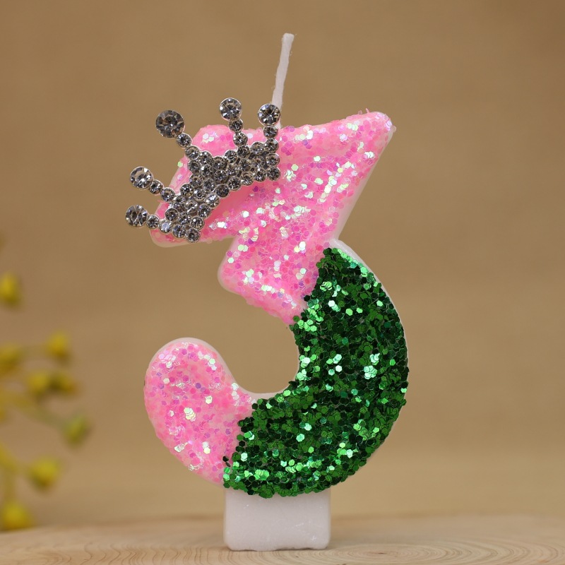 반짝이는 연두색 공주 왕관 생일 숫자 캔들 - 결혼 기 - Holiday Candle Set 리뷰 및 가격