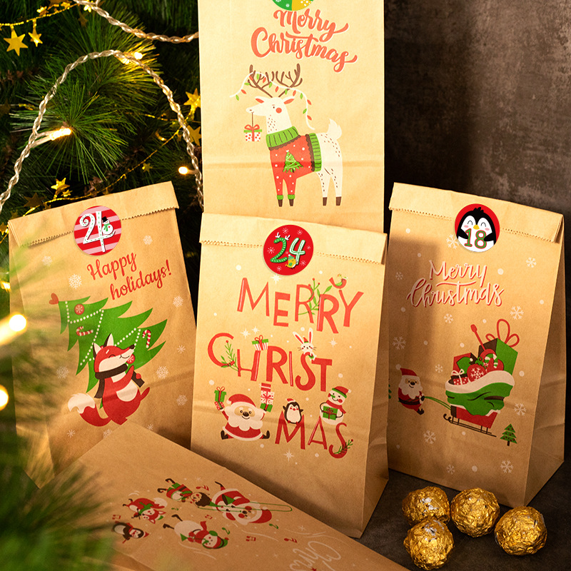 크리스마스 선물 가방 크래프트 종이 가방, 캔디 쿠키  - Advent Calendar Gift 리뷰 및 가격